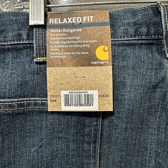 Carhartt Men's Holter Dungaree Relaxed Fit Denim Jeans 40 X 30 NWT - Picture 6 of 7